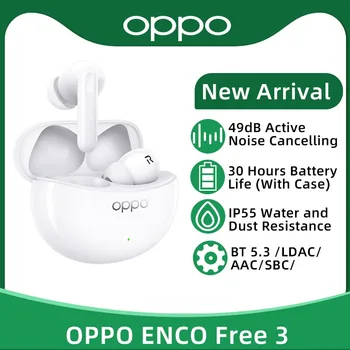 OPPO Enco Δωρεάν 3 TWS Ακουστικό Wirelss Bluetooth 5.3 Earbuds 49dB Ενεργή Ακύρωση Θορύβου υψηλής Πιστότητας Ποιότητα LDAC Για το OPPO Find Pro X6
