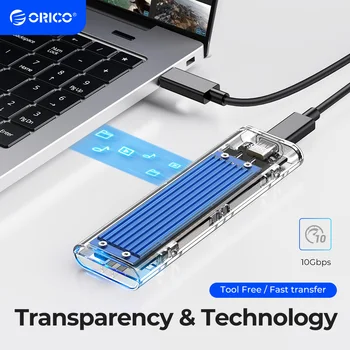 ORICO M2 SSD Περίπτωση NVME SSD Περίφραξη M. 2 to USB Type C Διαφανής Σκληρή Περίφραξη Drive για NVME PCIE NGFF SATA M/B για SSD Δίσκο