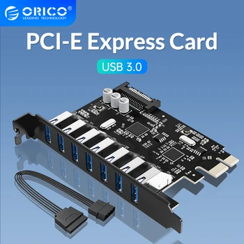 ORICO SuperSpeed 7 Port USB 3.0 PCI-E Express Card με 15pin SATA Υποδοχή Τροφοδοσίας PCIE Προσαρμοστούν