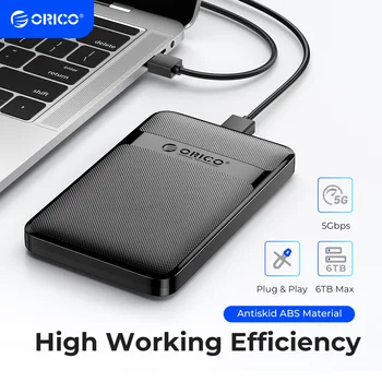 ORICO Περίπτωση HDD 2.5 Ίντσα SATA σε USB3.0/Type-C Περίφραξη HDD 6Gbps Max USB-C Εξωτερική SATA, Περίφραξη HDD Υποστήριξη Auto-Ύπνο