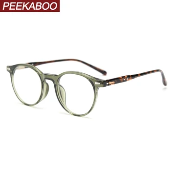 Peekaboo TR90 στρογγυλά γυαλιά πλαισίων άνδρες το σαφή φακό αρσενικό πράσινο γκρι οπτικής γυαλιών οξικού άλατος για τις γυναίκες η άρθρωση άνοιξη το θηλυκό