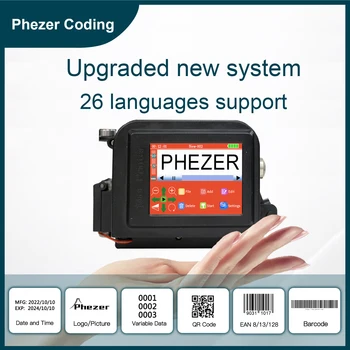 Phezer 30 Γλώσσες 12.7/25.4 mm PC11Plus Μίνι Φορητό Εκτυπωτή QR Κώδικα Φραγμών Ημερομηνία Λογότυπο Ημερομηνία Λήξης Φορητός Inkjet Εκτυπωτής Ετικετών