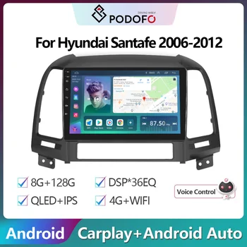Podofo Android DSP Ραδιόφωνο Αυτοκινήτου Multimidia Video Player Πλοήγηση GPS Για Hyundai Santa Fe 2 2006-2012 2din Επικεφαλής Μονάδα Carplay