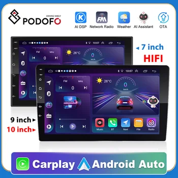 Podofo Ραδιόφωνο Αυτοκινήτου 2 Din Carplay Android 12 Φορέας Πολυμέσων ΠΣΤ Autoradio 4G Για το Volkswagen της Nissan, Toyota, Hyundai Kia