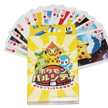 Pokemon Πόκερ Kawaii Pikachu Παίζοντας Χαρτιά Σε Κάθε Κάρτα Έχει Μια Διαφορετική Όμορφα Ενδιαφέρον Μοτίβο Κόμμα Ελεύθερου Χρόνου Anime