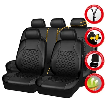 PU Δέρμα Καθολικό Αυτοκίνητο Κάθισμα Καλύπτει τον Αερόσακο Συμβατό Αδιάβροχο Αυτοκίνητο Κάθισμα Προστάτης τα Εσωτερικά Εξαρτήματα Ταιριάζει στα περισσότερα αυτοκίνητα