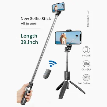 Q01 Αναβάθμιση 101cm Επέκταση Bluetooth Ασύρματο Selfie Stick Πτυσσόμενο Monopods Τρίποδο Για το Τηλέφωνο Gopro Κάμερα Αθλητικής Δράσης