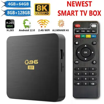 Q96 X1 Smart TV Box Android 12 Allwinner H3 Quad Core 2.4 G WIFI 8K Set Top Box 8GB+128GB Media Player H. 265 Home Cinema