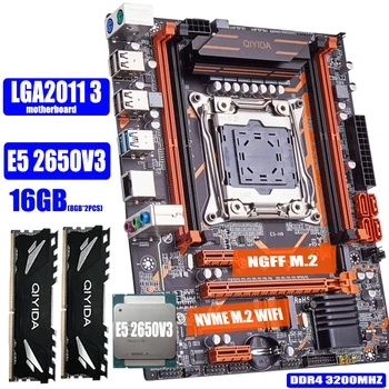 Qiyida x99 μητρική πλακέτα kit xeon LGA 2011-3 E5 2650 V3 CPU 2pcs X 8GB =16GB 3200MHz DDR4 μνήμη 4 καναλιών M-ATX