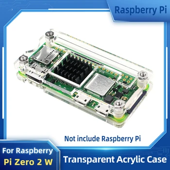 Raspberry Pi Μηδέν 2 W Ακρυλική Περίπτωση το Σαφές Διαφανές Κέλυφος Προαιρετικό Heatsink για το Θερμαντικό σώμα για το Raspberry Pi Μηδέν 2 W