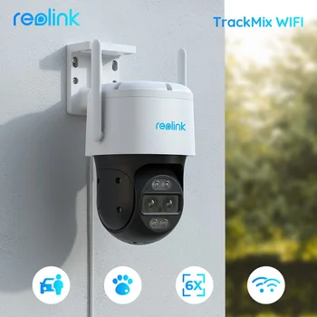 Reolink Trackmix Σειράς WiFi 4K Υπαίθρια Κάμερα Ασφαλείας Διπλός-Φακών Παρακολούθηση της Κίνησης 8MP PTZ Cam 6X Ζουμ AI Ανθρώπινη Ανιχνεύει τη Κάμερα IP