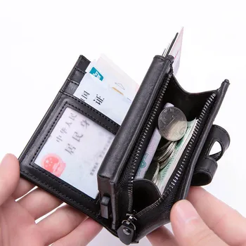 Rfid αργιλίου Κατόχων Πιστωτικών Καρτών Πορτοφόλια για Άνδρες Γυναίκες ID Μετρητά Κάτοχος Φερμουάρ Πορτοφολιών Νομισμάτων Βασικό Πορτοφόλι Δέρματος RFID Μίνι Πορτοφόλι