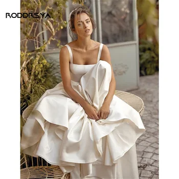 RODDRSYA Απλό Σατέν Γαμήλια Φορέματα Για τις Γυναίκες 2023 Μακαρόνια Ιμάντες Φόρεμα Κομψό Νυφικό Vestido De Noiva επί Παραγγελία