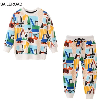SAILEROAD Άνοιξη παιδικά Ρούχα Αγόρι Κινουμένων σχεδίων Εκσκαφείς Sweatershirts+Παντελόνι Παιδιά Μακριά Μανίκια Ένδυσης Σύνολο Έφηβοι Φόρμα