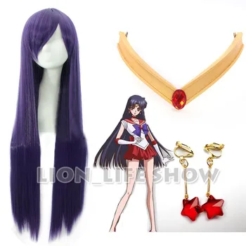 Sailor Mars Rei Hino EVA Χρυσό Headwear Headband Τιάρα κόκκινο σκουλαρίκι Cosplay Accesseries γιατί Hairwear