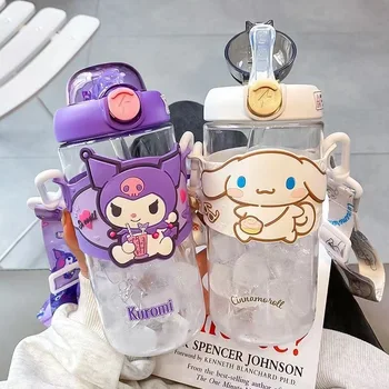 Sanrio Cinnamoroll Kuromi Χώρο Κύπελλο Πλαστικό Μπουκάλι Νερό το Καλοκαίρι Νέο Χαριτωμένο Κορίτσι Καρδιά 650ml με το Μπιμπερό Φορητό για Φοιτητές Δώρα