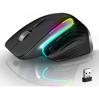 SeenDa RGB Ασύρματο Ποντίκι Εργονομικό για το Lap-top Επαναφορτιζόμενη 5 DPI 2.4 G Οπτικό Υπολογιστή Ποντικιών για το Lap-top PC Windows