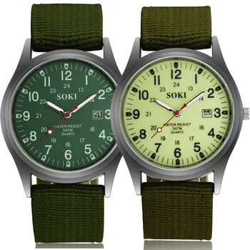 SOKI Αθλητικά Ρολόγια των Ανδρών Χαλαζία Ρολόγια χειρός Casual Νάυλον Ρολόι Λουριών ατόμων Πολυτέλειας Wristwatch Relogio ' Masculino Στρατιωτικό Ρολόι