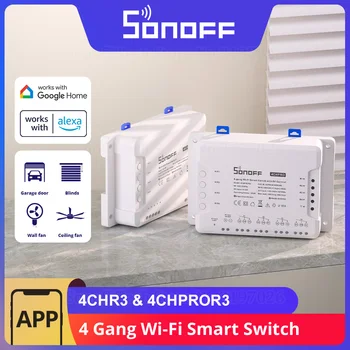 SONOFF 4CHR3/4CHPROR3 4 Συμμορία Wi-Fi Smart Διακόπτη Μονάδα Ελέγχου Φωνής Συναρμολογήσεων Στριμώχνονται μέσω eWeLink Υποστήριξη APP Alexa Google