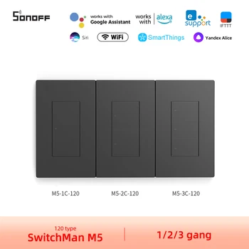 SONOFF M5 Κλειδούχος wifi Έξυπνο Διακόπτη στον Τοίχο 120mm έκδοση Διακόπτης Κουμπιών Ώθησης 1/2/3 Συμμορία Υποστήριξη R5 alexa smartthings yandex αλίκη