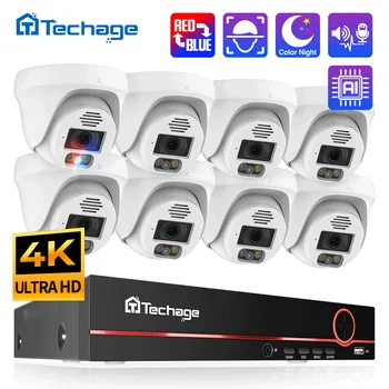 Techage Ultra HD 8MP 4K Κάμερα Ασφαλείας ΣΗΜΕΊΟΥ εισόδου Σύστημα διπλής Κατεύθυνσης Ήχος Face Detect Πλήρες Χρώμα Βράδυ H. 265 Βίντεο CCTV κάμερες
