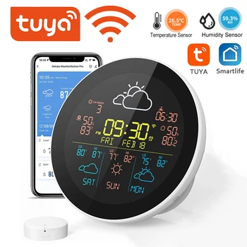 Tuya WiFi Καιρός Ρολόι 3-Ήμερη Πρόγνωση Καιρού Καιρός Σταθμό Ασύρματο Έξυπνο Θερμόμετρο Υγρόμετρο Μακρινός Μετρητής Ξυπνητήρι