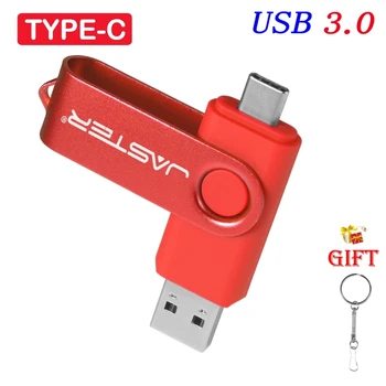 TYPE-C USB 3.0 Flash Drive 64GB Υψηλής Ταχύτητας Drive Μανδρών για το Android Τηλέφωνο Δωρεάν Κλειδί Χιώτικο Memory Stick Μαύρο Κόκκινο Pendrive OTG 32GB