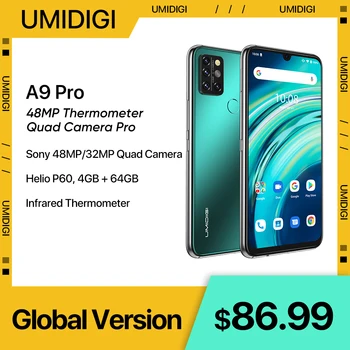 UMIDIGI A9 Pro Android Smartphone Ξεκλείδωτο 32/48MP Τετραγώνων Κάμερα 4GB 64GB 128GB 6GB Helio P60 6.3