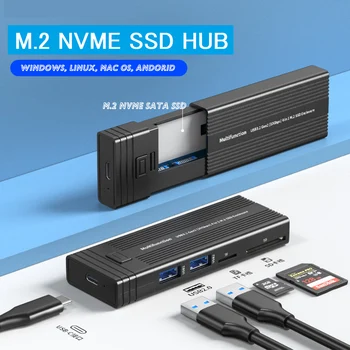 USB C Hub M. 2 NVME SATA SSD Προσαρμοστής Διεπαφών Έξυπνος Τύπος να δέσει τον Αναγνώστη Καρτών Splitter Για το MacBook Windows Linux