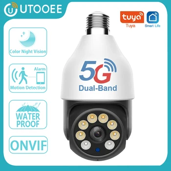 UTOOEE 4MP 5G WiFi Λάμπα Φωτός Παρακολούθησης Αδιάβροχη Κάμερα Χρώματος Νυχτερινής Όρασης Ασύρματη Ασφάλεια PTZ Κάμερα E27 Διεπαφή Tuya