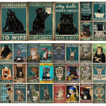 Vintage Ψυχική Μαύρη Γάτα Αφίσα Πισινό Σας Χαρτοπετσέτες Αφίσες, Εκτυπώσεις Κύριέ Μου Τοίχο Φωτογραφίες Αστεία Μπάνιο Καμβά Ζωγραφική Διακόσμηση Του Σπιτιού