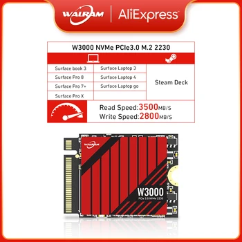 WALRAM M. 2 nmve SSD 512GB και 1TB M. 2 SSD 2230 NVMe PCIe Gen 3x4 SSD 3500M/S για την Επιφάνεια της Microsoft ProX Επιφάνεια Lap-top 3 steam κατάστρωμα