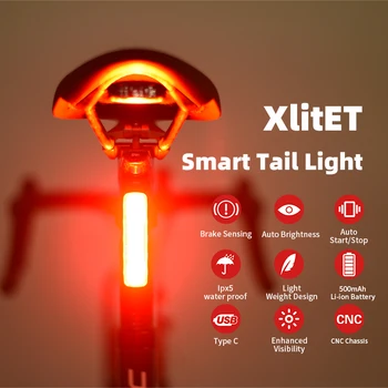 XlitET Auto Start Stop των Φρένων Αντίληψης Φακό Για Οπίσθιο Φως Ποδηλάτων των ΟΔΗΓΉΣΕΩΝ της Φόρτισης USB, Ποδηλασία Enfitnix XlIte100 Φανάρι