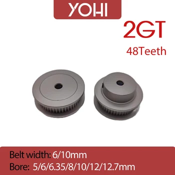 Yohi 2GT Χρονοδιάγραμμα Pulley2M 48Teeth ζώνη πλάτους 6/10mm Άντεξε 5/6/6.35/8/10/12/12.7 mm για 2M 2GT GT2 Σύγχρονη 48Teeth