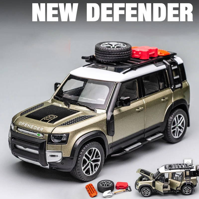 1:24 Rover Defender Με Εργαλεία Κραμάτων Diecasts & Οχήματα Παιχνίδι Αυτοκίνητο Παιχνιδιών Πρότυπο Ήχου και φωτός Συλλογή Παιχνιδιών Παιδιών Δώρων