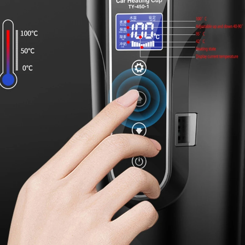12V 24V Φορητός Θέρμανσης Αυτοκινήτων Φλυτζανιών Ανοξείδωτου Νερό ζεστό Μπουκάλι Αυτοκίνητο Βραστήρας για Καφέ Κούπα Θερμοκρασία Επίδειξης LCD DropShipping