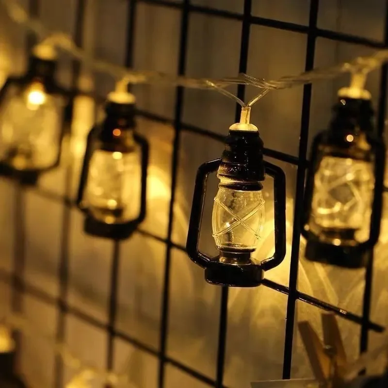 1m 10LED Μίνι Ρετρό Κηροζίνη Holiday Φως σειράς με μπαταρίες Φανάρι Νεράιδα Γιρλάντα Φως για την Κρεβατοκάμαρα Ραμαζάνι Διακόσμηση