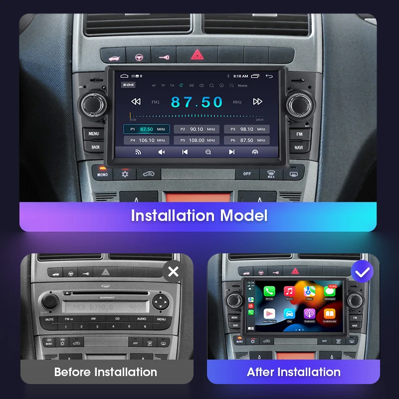 2Din Android 11 Ραδιοφώνων Αυτοκινήτου Για Fiat Grande Punto Linea 2007 - 2012 Φορέας πολυμέσων ΠΣΤ Carplay Αυτόματη Ακουστική Ναυσιπλοΐα DVD Οθόνης