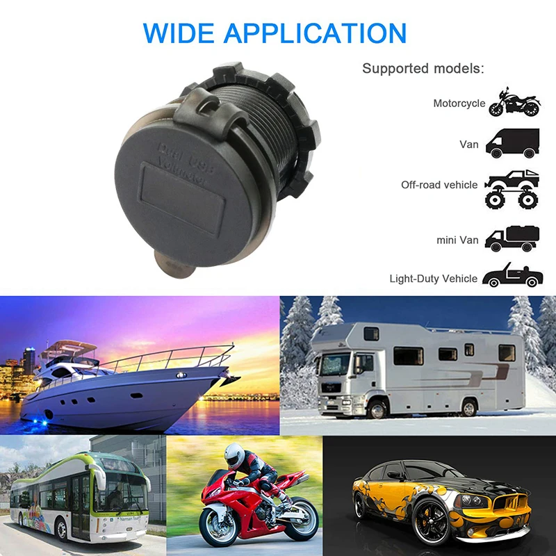 4.2 Διπλός Τηλεφωνικός Φορτιστής USB Υποδοχή Επίδειξη των ΟΔΗΓΉΣΕΩΝ Αδιάβροχη Πρίζα Ρεύματος Προσαρμοστών Αυτοκινήτων για το Θαλάσσιο Μοτοσικλέτα Σκάφος ATV RV Κατασκηνωτές D4