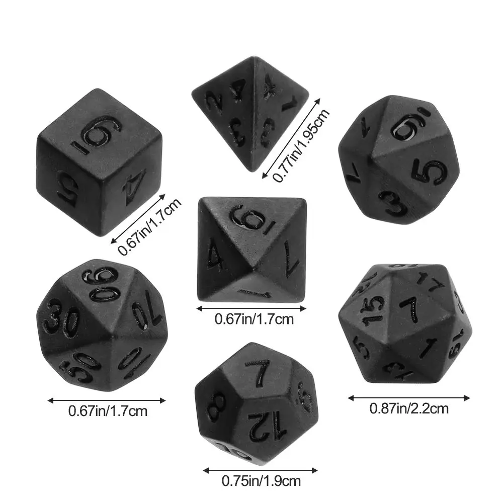 7Pcs/Set Πολυεδρικές Μαύρο Σετ Ζάρια Για TRPG DND Παιχνίδι Ζάρια Σετ Αξεσουάρ Αναψυχής Διασκέδαση Ζάρια Για τον Πίνακα Κάρτα Παιχνίδια Μαθηματικά