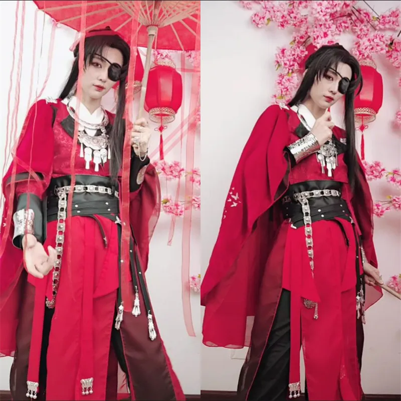 Anime Tian Guan Ci Fu Cosplay Hua Cheng Κοστούμι Παράδεισο υπαλλήλου Ευλογεί HuaCheng Κόκκινο Κοστούμι Για τους Άνδρες Και τις Γυναίκες Κινεζική Anime Γιατί