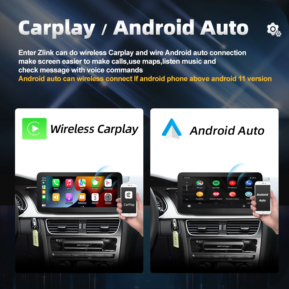 COIKA Android 12 Σύστημα Αυτοκινήτων, Φορέας Οθόνης Για Audi A4 B8 A5 2009-2017 ΠΣΤ Navi Πολυμέσων Στερεοφωνική 8+128GB RAM WIFI Google Carplay