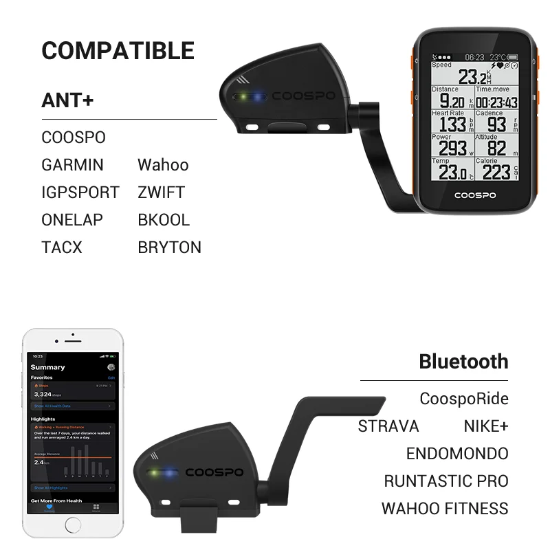CooSpo Νέο Ποδήλατο Ταχύτητα, Cadence Dual-Mode Σύστημα 5.0 ΑΝΤ Ασύρματη Αδιάβροχη Για Wahoo Zwif Garmin Etrex Διπλός Αισθητήρας Bluetooth