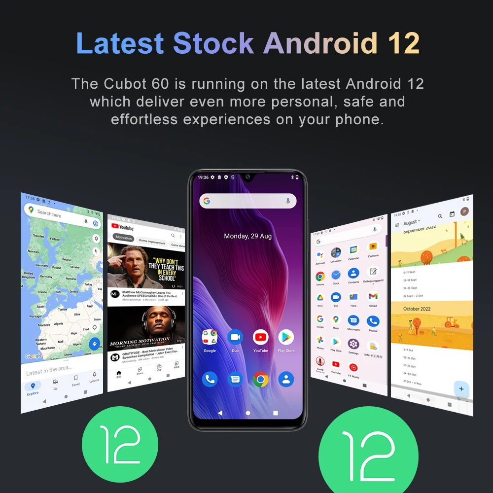 Cubot P60 Android 12 Smartphones 6.517 Ίντσας HD, Octa Core επεξεργαστή και 6GB+128GB 20MP Κάμερα Διπλή SIM Κάρτα 4G Κινητά Τηλέφωνα ΠΣΤ Μπαταριών 5000mAh