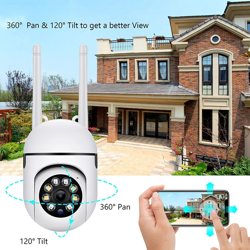 Deli 20M 1MP PTZ Κάμερα WIFI IP Audio CCTV, Υπαίθρια Κάμερα Παρακολούθησης Νυχτερινής Όρασης Ζουμ Ασύρματη Κάμερα Αδιάβροχο και Ασφάλειας