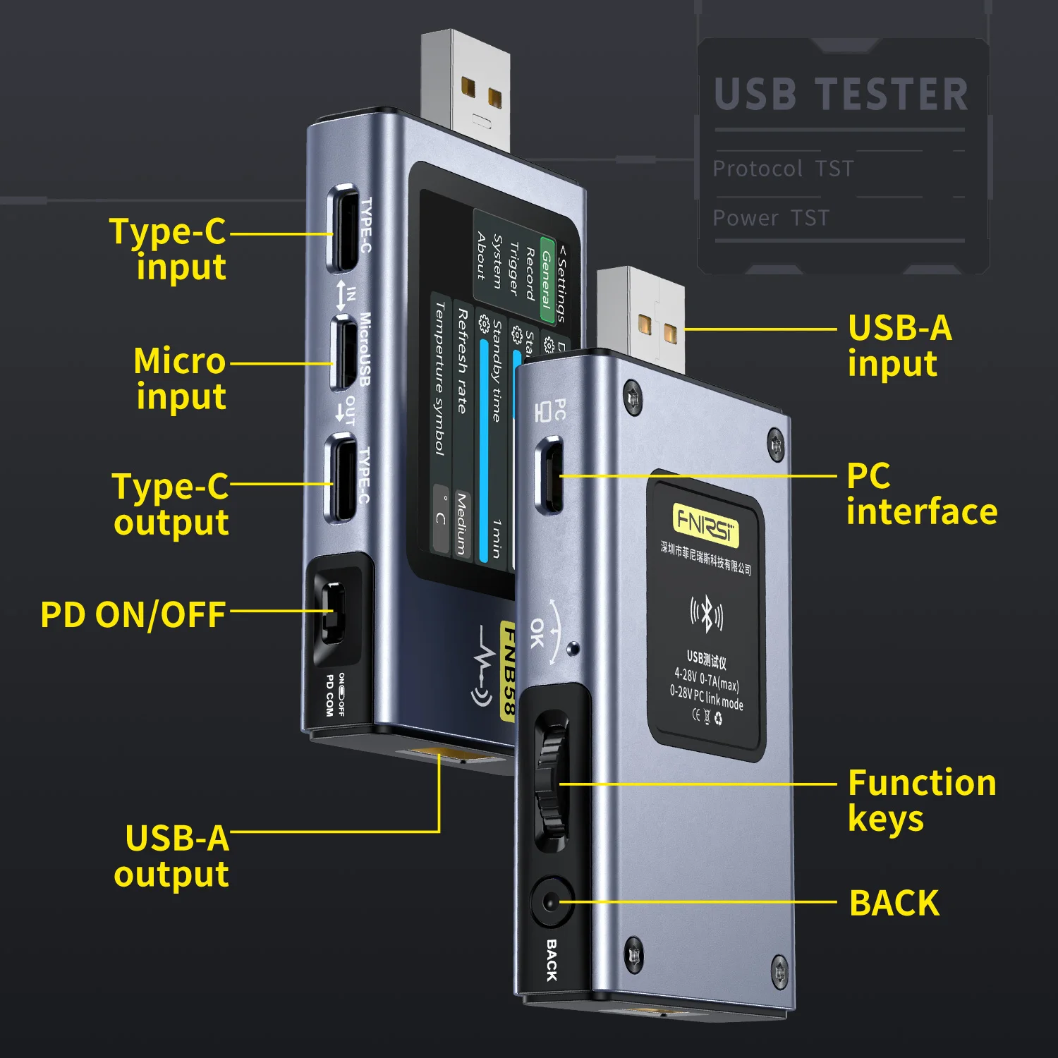 FNIRSI FNB58 Ελεγκτής Βολτόμετρο Αμπερόμετρο USB Μετρητής Δοκιμής Τύπου C Γρήγορη Φόρτιση Πρωτόκολλο Δύναμη PD Σκανδάλη Ανίχνευση
