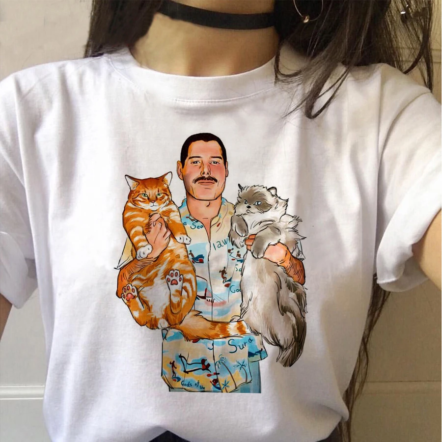 Freddie Mercury Βασίλισσα Band T Shirt Γυναικών Harajuku Vintage Ullzang T-shirt Μόδας Βασίλισσα Tshirt της δεκαετίας του ' 90 Γραφικό Βράχο Πάνω Ταφ Θηλυκό