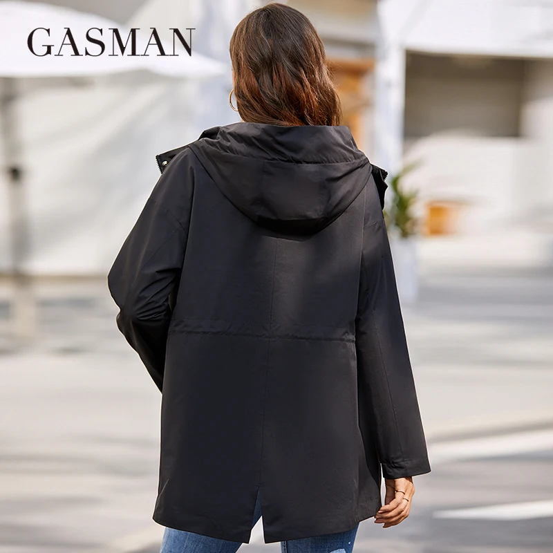 GASMAN το 2022 Νέα γυναικεία παλτό εκτύπωσης σύντομη Μόδας Περιστασιακά Αντιανεμικό μπουφάν με Κουκούλα σχέδιο Γυναίκες αντιανεμικό Outwear 8212