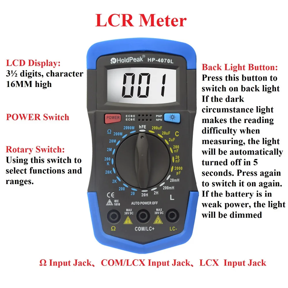 HoldPeak Ψηφιακή Χωρητικότητα Μετρητή ( LCR Meter ) το Διαγνωστικό εργαλείο με το LCD Backlight,HP-4070L