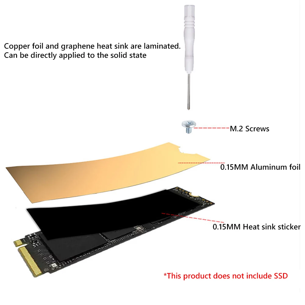 M. 2 NVMe SSD Heatsink 0.8/1mm/2mm για το M2 2280 Solid State Σκληρό Δίσκο Χαλκός Heatsink με το Θερμικό Μαξιλάρι Lap-top SSD πιό δροσερό Θερμαντικό σώμα